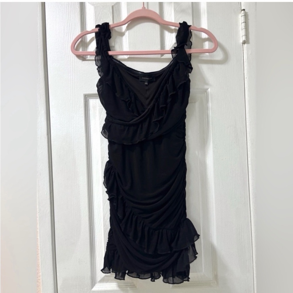 MAJORELLE Women’s XS Black Ruffled Mini Dress